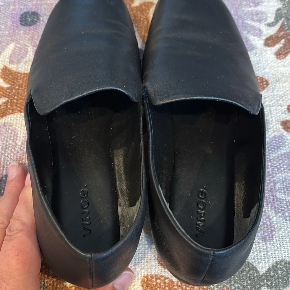 Vince‎ black leather Demi loafer